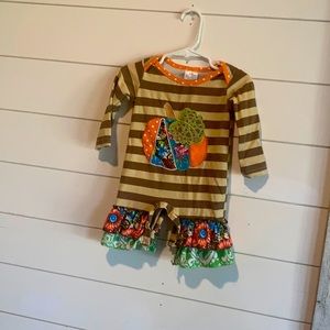 Fall Pumpkin Baby Boutique Ruffle Outfit